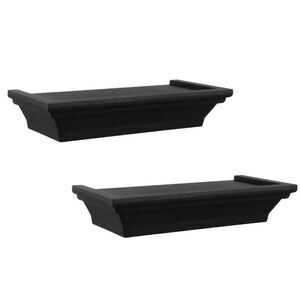 SET OF 2 Small BLACK Floating Plastic Shelf Shelves 8.6" L x 4" D Holds 5 lbs